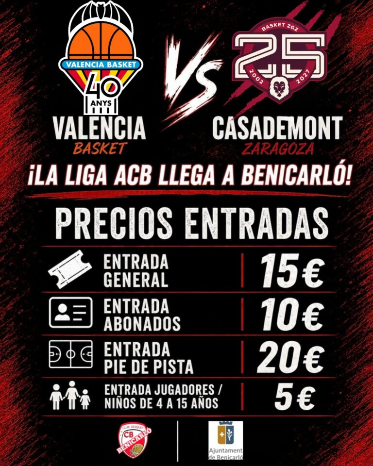 Lee más sobre el artículo PARTIDO ACB EN BENICARLÓ: MÁS DE LA MITAD DE LAS ENTRADAS VENDIDAS EN LA PRIMERA SEMANA